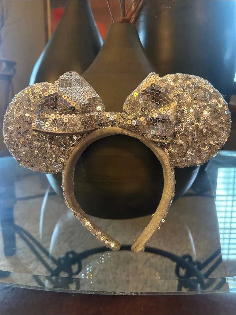 Sparkle Sequin Mouse Ear Headband — Silver